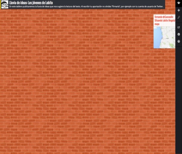 Tablero colaborativo en Padlet para anotar los problemas detectados tras la lectura del caso "Los jóvenes de Lobito"